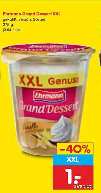 Ehrmann Grand Dessert XXL gekühlt, versch. Sorten 275 g (3,64 / kg)
