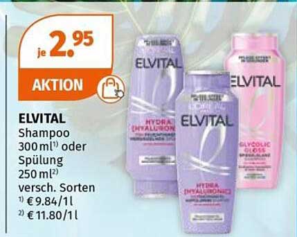 ELVITAL Shampoo 300 ml oder Spülung 250 ml versch. Sorten