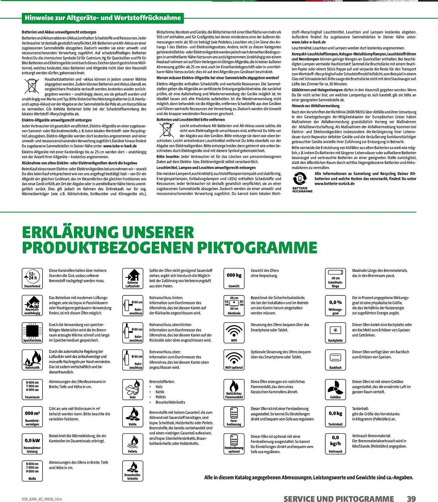 ERKLÄRUNG UNSERER PRODUKTBEZOGENEN PIKTOGRAMME
