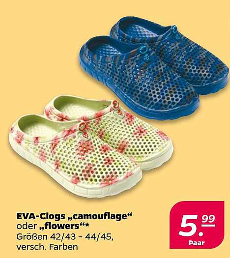 EVA-Clogs „camouflage“ oder „flowers“*