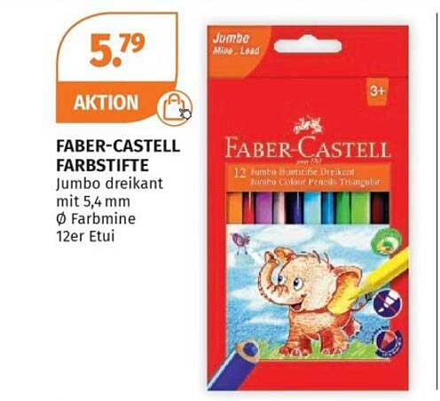 FABER-CASTELL FARBSTIFTE Jumbo dreikant mit 5,4 mm Ø Farbine 12er Etui