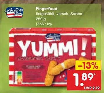 Fingerfood tiefgekühlt, versch. Sorten 250 g (7,56 / kg)