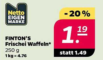 FINTON'S Frischei Waffeln* 250 g 1 kg = 4.76