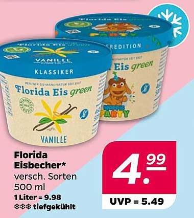 Florida Eisbecher* versch. Sorten 500 ml 1 Liter = 9.98 tiefgekühlt