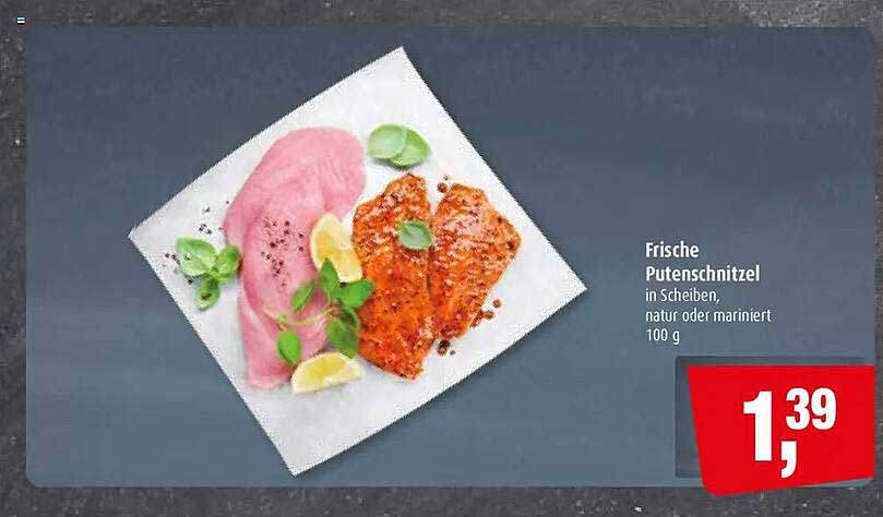 Frische Putenschnitzel in Scheiben, natur oder mariniert 100 g