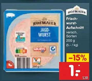 Frischwurst-Aufschnitt versch. Sorten 200 g (5.- /kg)
