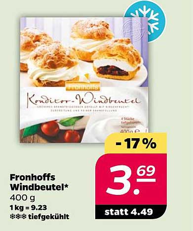 Fronhoffs Windbeutel* 400 g 1kg = 9.23 *** tiefgekühlt