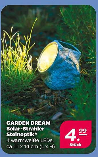GARDEN DREAM Solar-Strahler Steinoptik* 4 warmweiße LEDs, ca. 11 x 14 cm (L x H)