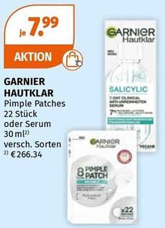 GARNIER HAUTKLAR Pimple Patches 22 Stück oder Serum 30 ml versch. Sorten