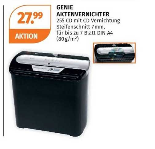 GENIE AKTENVERNICHTER 255 CD mit CD Vernichtung Steifenschnitt 7 mm, für bis zu 7 Blatt DIN A4 (80 g/m²)