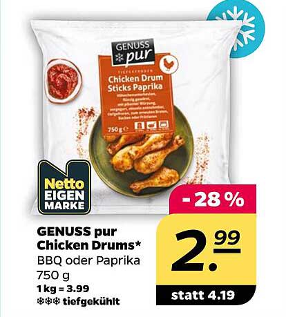 GENUSS pur Chicken Drums* BBQ oder Paprika 750 g