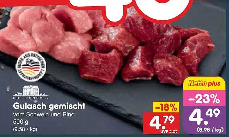 Gulasch gemischt vom Schwein und Rind 500 g