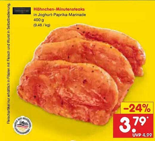 Hähnchen-Minutensteaks in Joghurt-Paprika-Marinade 400 g