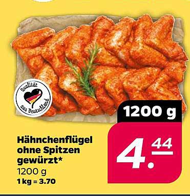 Hähnchenflügel ohne Spitzen gewürzt*