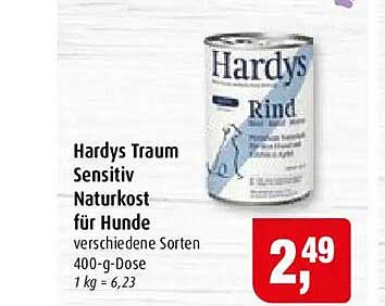 Hardys Traum Sensitiv Naturkost für Hunde verschiedene Sorten 400-g-Dose 1 kg = 6,23