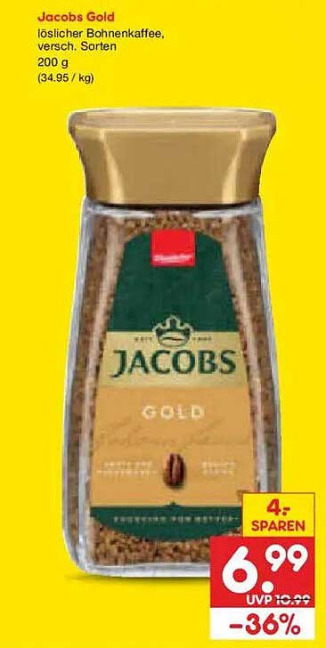 Jacobs Gold löslicher Bohnenkaffee, versch. Sorten 200 g
