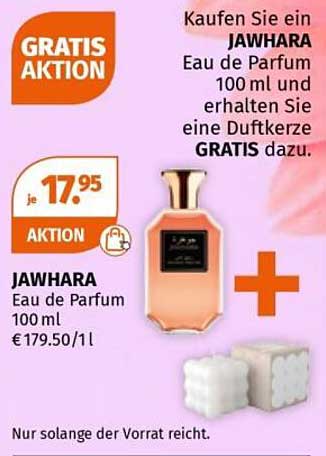 JAWHARA Eau de Parfum 100 ml und erhalten Sie eine Duftkerze GRATIS dazu.