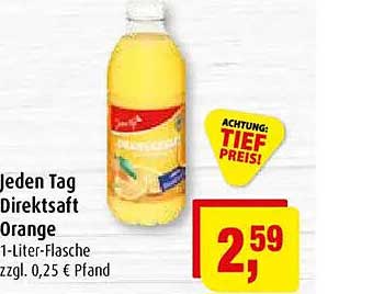 Jeden Tag Direktsaft Orange 1-Liter-Flasche zzgl. 0,25 € Pfand