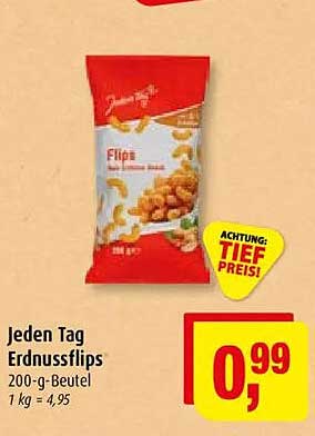 Jeden Tag Erdnussflips 200-g-Beutel 1 kg = 4,95