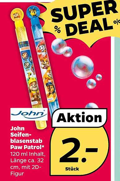 John Seifenblasenstab Paw Patrol* 120 ml Inhalt, Länge ca. 32 cm, mit 2D-Figur