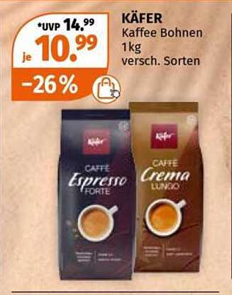 KÄFER Kaffee Bohnen 1kg versch. Sorten