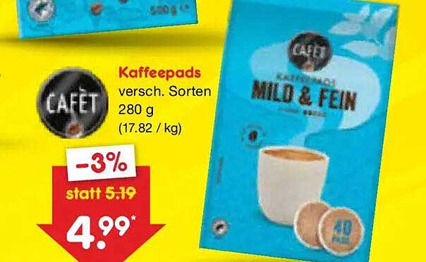 Kaffeepads versch. Sorten 280 g (17.82 / kg)
