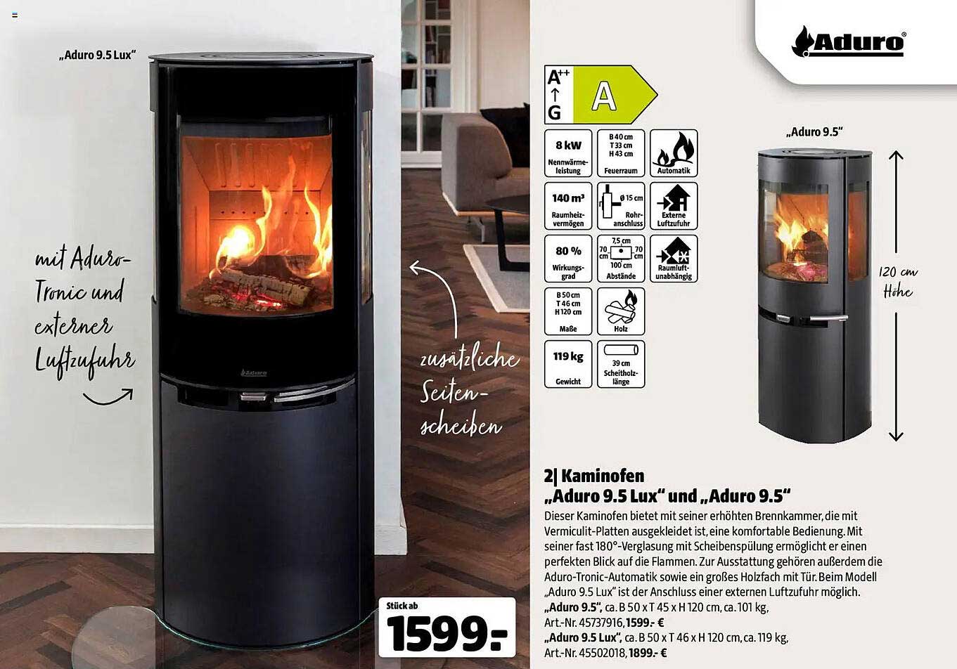 Kaminofen „Aduro 9.5 Lux“ und „Aduro 9.5“