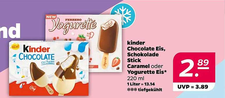kinder Chocolate Eis, Schokolade Stick Caramel oder Yogurette Eis*
