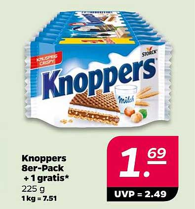 Knoppers 8er-Pack + 1 gratis*