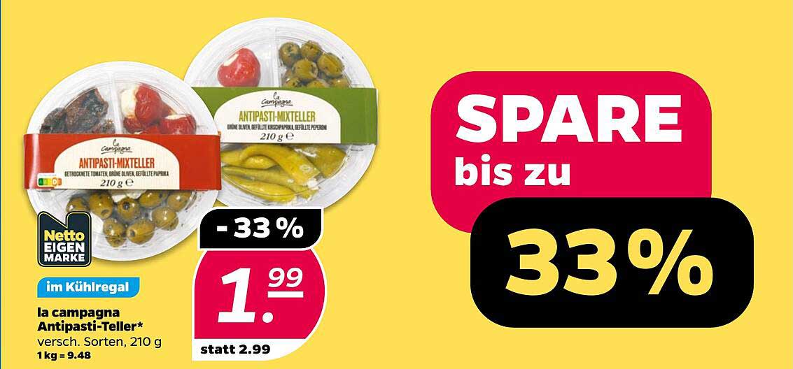la campagna Antipasti-Teller* versch. Sorten, 210 g
