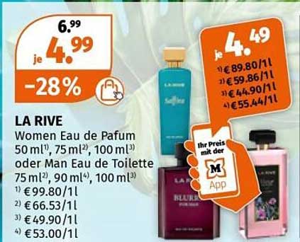 LA RIVE Women Eau de Parfum 50 ml, 75 ml, 100 ml oder Man Eau de Toilette 75 ml, 90 ml, 100 ml