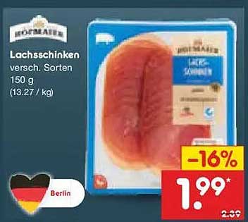 Lachsschinken versch. Sorten 150 g (13.27 / kg)