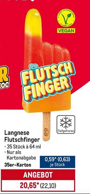 Langnese Flutschfinger • 35 Stück à 64 ml • Nur als Kartonabgabe 35er-Karton