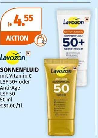 Lavozon Sonnenfluid mit Vitamin C LSF 50+ oder Anti-Age LSF 50 50 ml