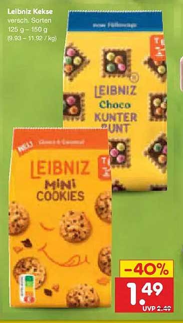 Leibniz Kekse versch. Sorten 125 - 150 g