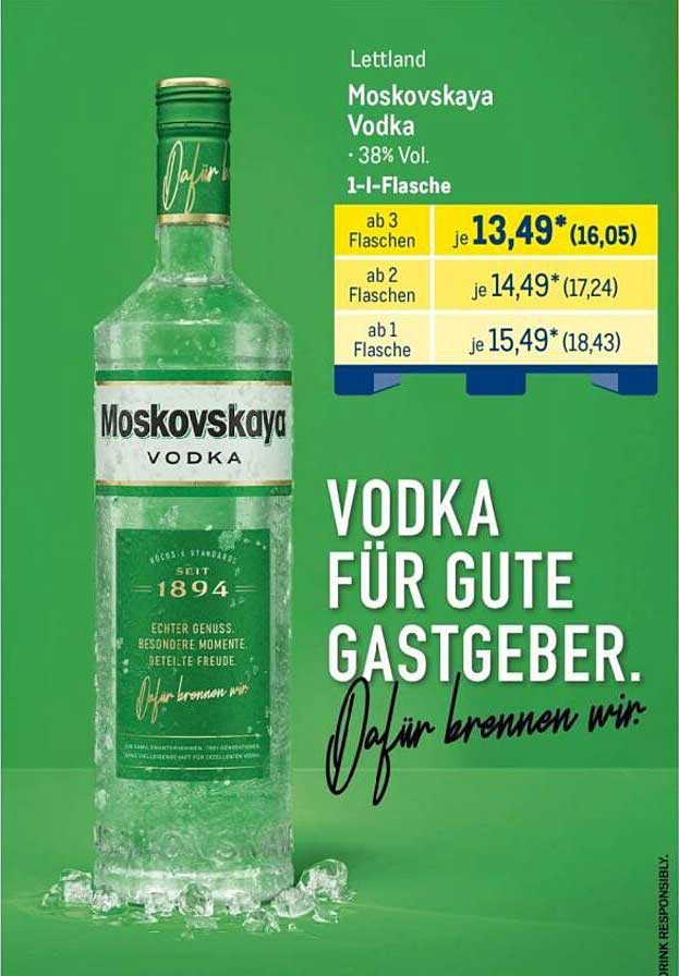 Lettland Moskovskaya Vodka · 38% Vol. · 1-L-Flasche