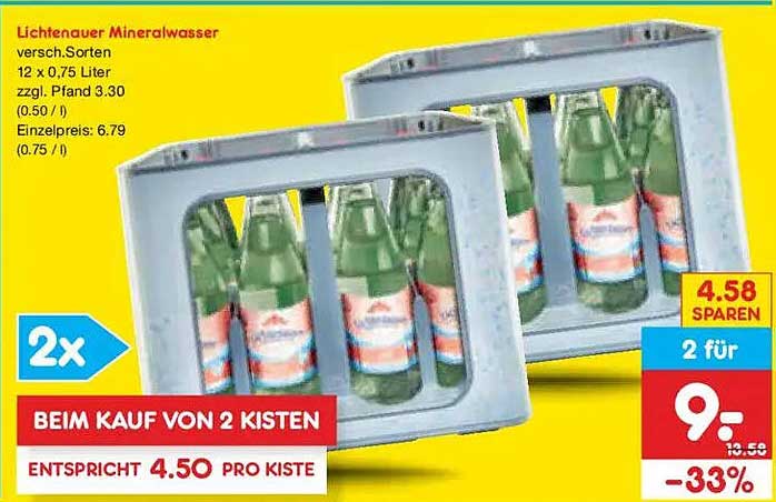 Lichtenauer Mineralwasser versch.Sorten 12 x 0,75 Liter zzgl. Pfand 3,30