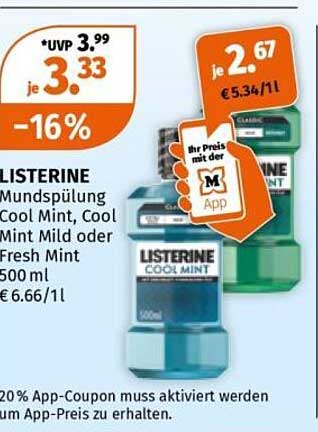 LISTERINE Mundspülung Cool Mint, Cool Mint Mild oder Fresh Mint 500 ml
