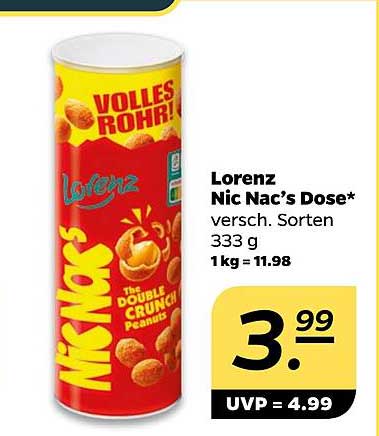 Lorenz Nic Nac’s Dose* versch. Sorten 333 g 1kg = 11.98
