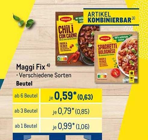 Maggi Fix 4) - Verschiedene Sorten - Beutel