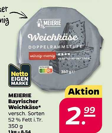 MEIERIE Bayerischer Weichkäse* versch. Sorten 52 % Fett i. Tr. 350 g