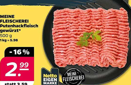 MEINE FLEISCHEREI Putenhackfleisch gewürzt* 500 g