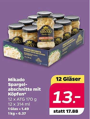 Mikado Spargelabschnitte mit Köpfen*