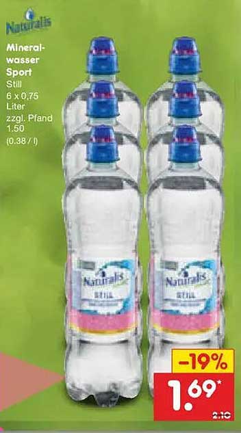Mineralwasser Sport Still 6 x 0,75 Liter zzgl. Pfand 1,50 (0.38 / l)