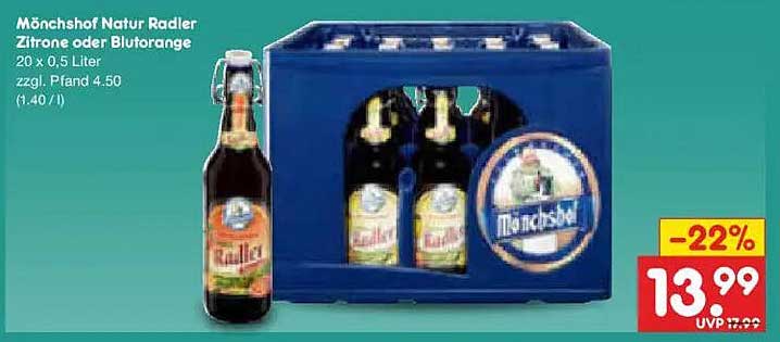 Mönchshof Natur Radler Zitrone oder Blutorange