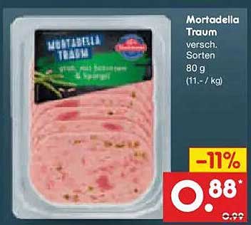 Mortadella Traum versch. Sorten 80 g (11,- / kg)
