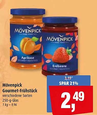 Mövenpick Gourmet-Frühstück verschiedene Sorten 250-g-Glas 1 kg = 9,96