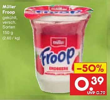 Müller Froot gekühlt, versch. Sorten 150 g (2,60 / kg)