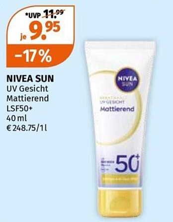 NIVEA SUN UV Gesicht Mattierend LSF50+ 40 ml
