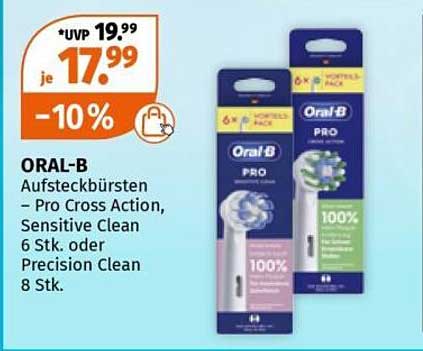 ORAL-B Aufsteckbürsten – Pro Cross Action, Sensitive Clean 6 Stk. oder Precision Clean 8 Stk.